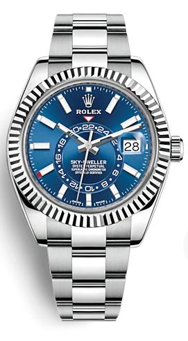 This blue fake watch adopt classical Rolex elements.